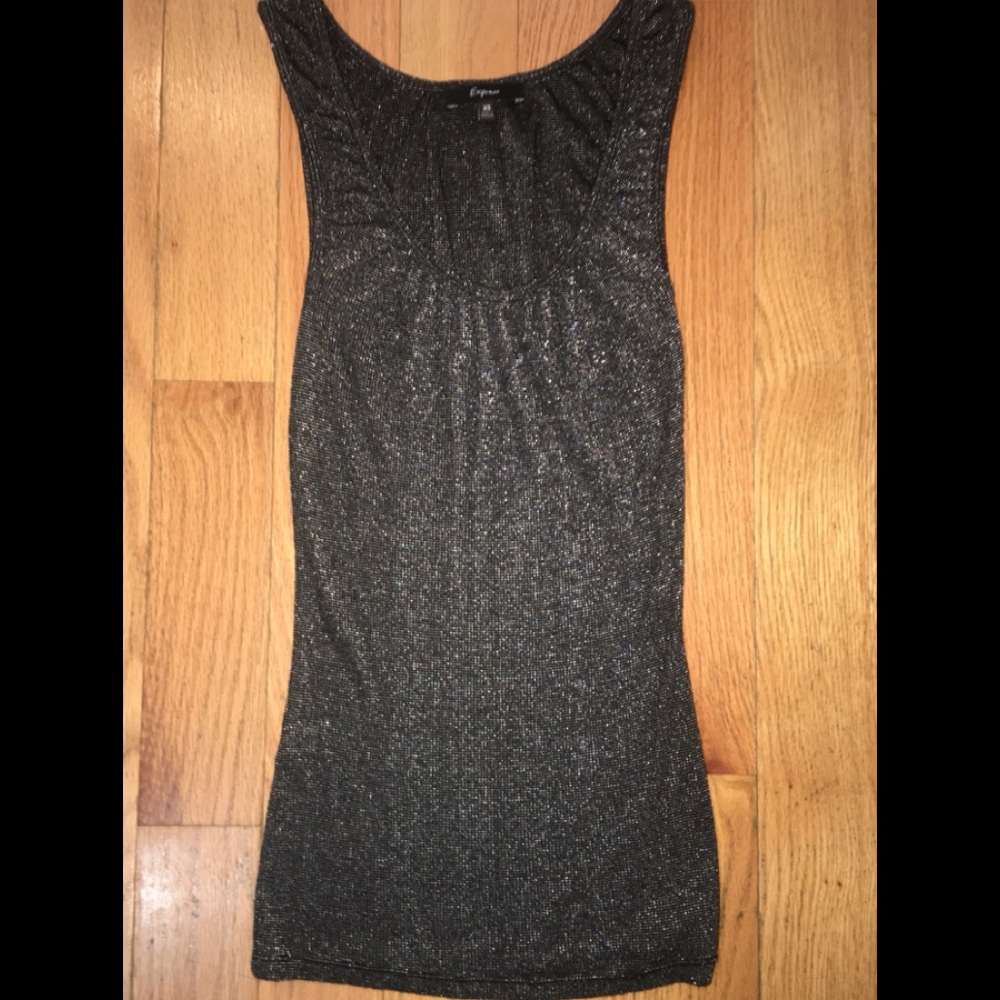 Express Gray Metallic Shimmer Tank Top Size XS